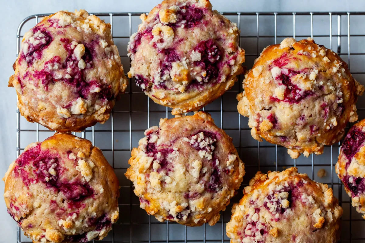 Three-Grain Raspberry Muffins